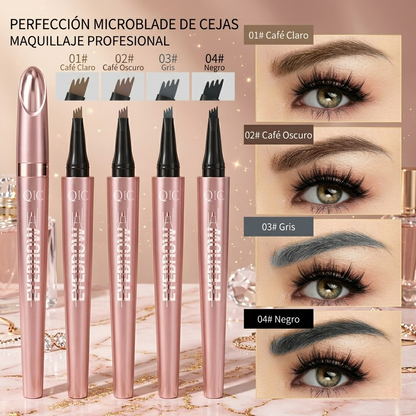 Cejas Perfectas con Efecto Tatuaje: Lápiz Líquido Impermeable de 4 Puntas - Marrón Oscuro