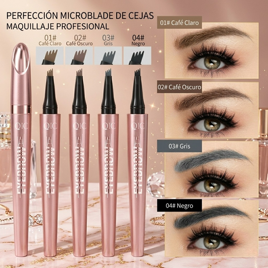 Cejas Perfectas con Efecto Tatuaje: Lápiz Líquido Impermeable de 4 Puntas - Marrón Oscuro