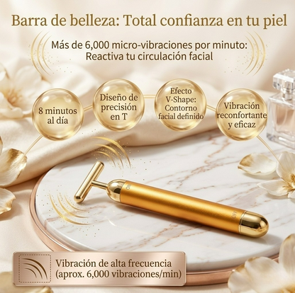 Rodillo Facial Masajeador de Color Oro 24K - Efecto Lifting, Firmeza y Antiarrugas