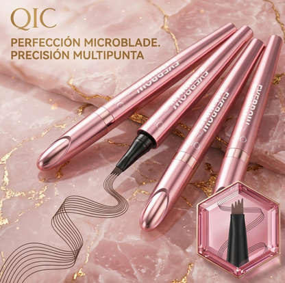 Cejas Perfectas con Efecto Tatuaje: Lápiz Líquido Impermeable de 4 Puntas - Marrón Oscuro